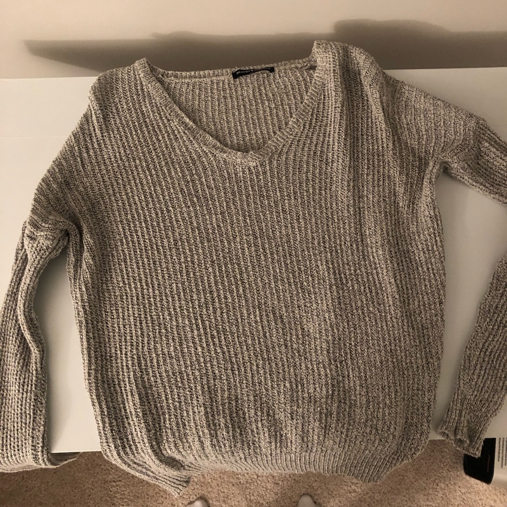 Brandy Melville Light Grey V-Neck Sweater